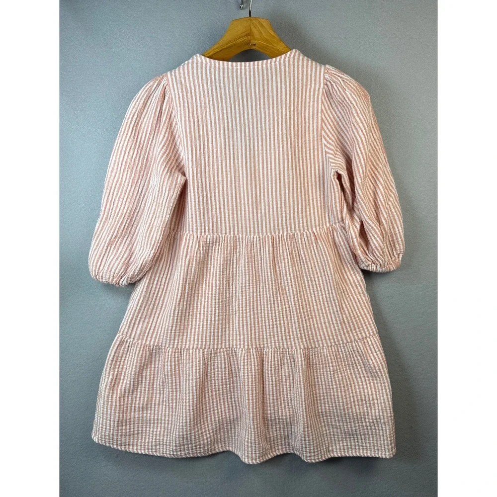 MINKPINK Striped Mini Dress Puff Sleeve Tiered‎ Casual Cute XS Babydoll Milkmaid